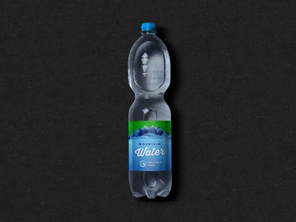1 Liter Water Bottle Mockup Placed on the Surface in Top View 1