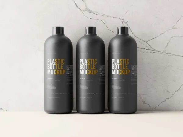 10 Shots of Black Plastic Bottle Mockup 1