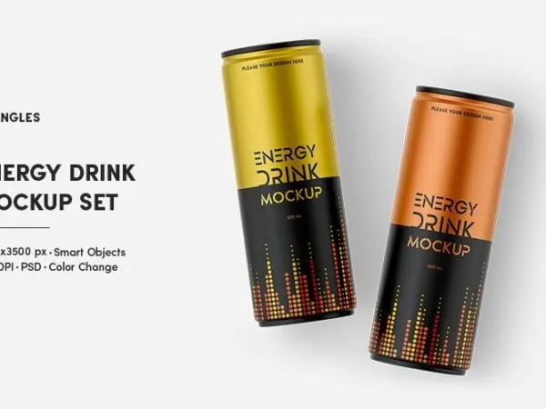 10 Shots of Energy Drink Can Mockup 1