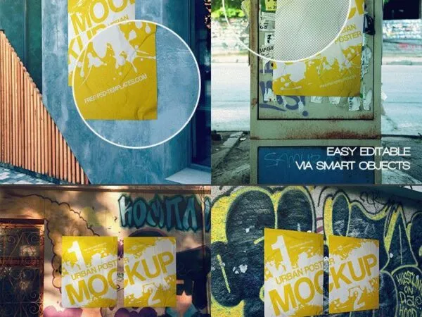 10 Street Poster Mockups in Outdoor Setting 1