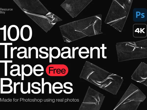 100 Transparent Tape Photoshop Brushes 1