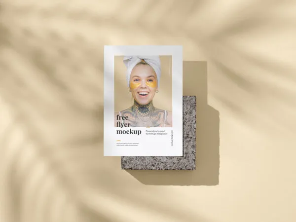 2 A6 Flyer on Marble Stone Mockups with Shadows 1