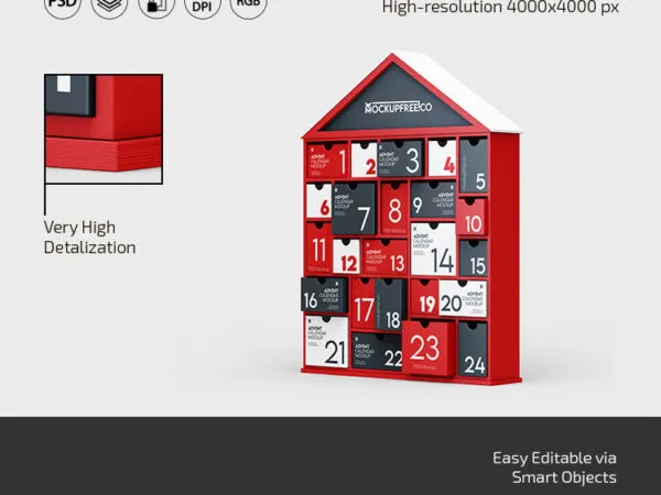 2 Advent Calendar Mockups in Front and 34 Views 1