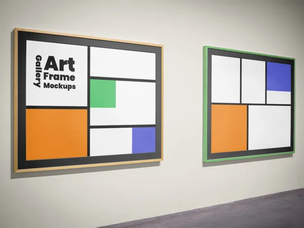 2 Art Gallery Frames Mockup on the Wall 1