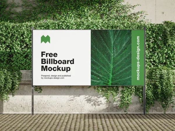 2 Billboard Banner Mockups with Ivy in Front Perspective Sight 1