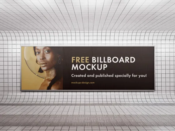 2 Billboard Mockups Hanged on Subway Wall in Varied Views 1