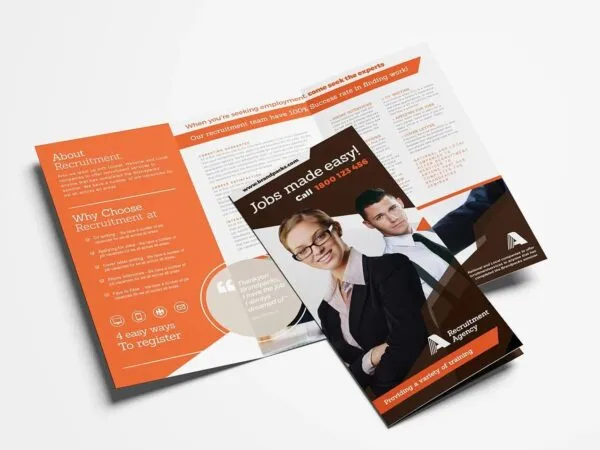 2 Black and Orange Corporate Tri fold Brochure Templates 1