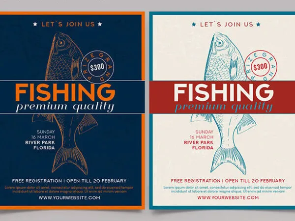 2 Border Illustrated Fishing Tournament Flyer Templates 1
