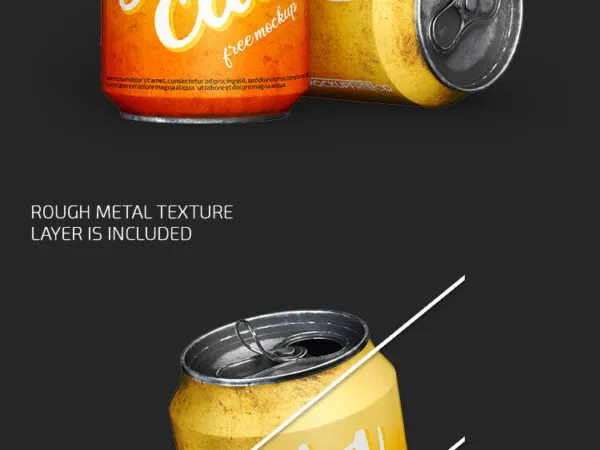 2 Close up Shot Mockups of Soda Cans in Different Positions 1