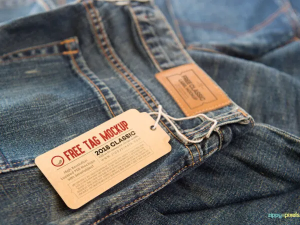2 Clothing Label Mockups on Jean and Shirt 1