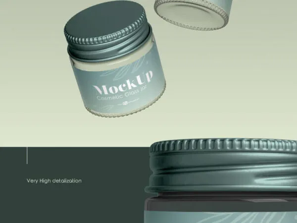 2 Cosmetic Glass Jar Mockups in Different Views 1
