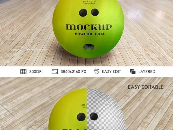 2 Different Shots of Bowling Ball Mockups 1