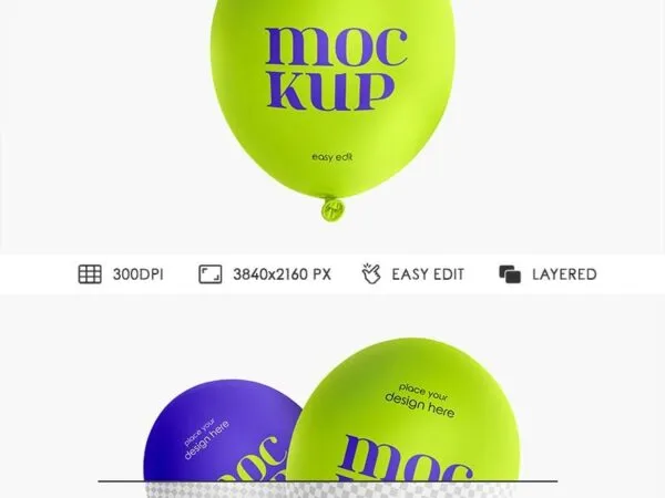 2 Different Shots of Green Balloon Mockup 1