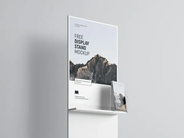 2 Display Stand Mockup in Front The Wall 1