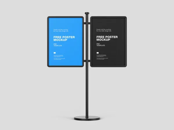 2 Double Poster Stand Mockups in Varied Sights 1