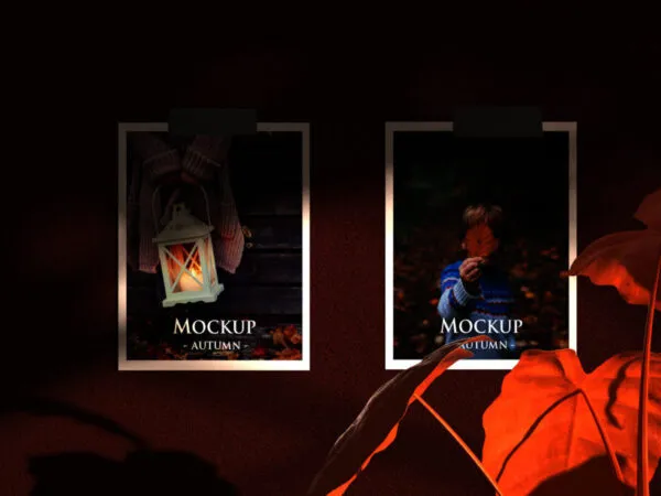 2 Flyers on a Wall Autumn Mood Board Mockup 1
