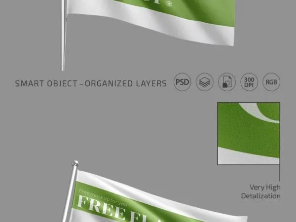 2 Flying Flag Mockups in Different Angles 1