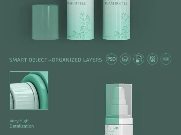 2 Foam Bottle Mockups in Different Angles 1