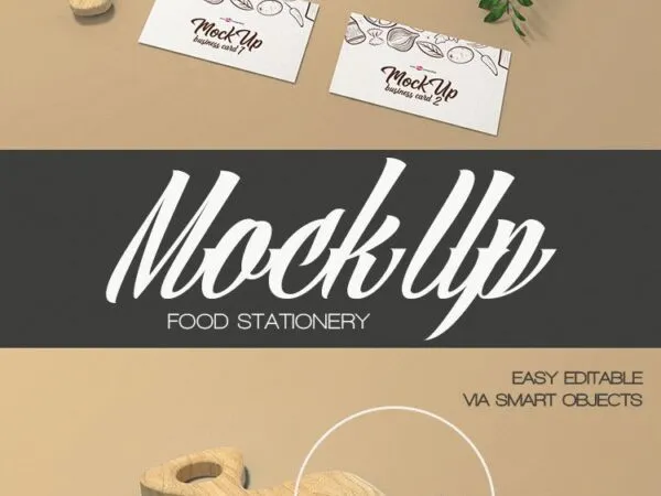 2 Food Stationery Mockups with Knife and Chopping Board and Salt Shaker 1