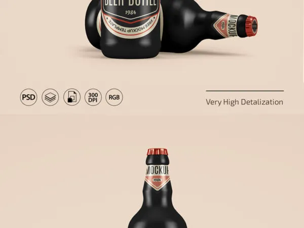 2 Front View Mockups of Ceramic Beer Bottles 1