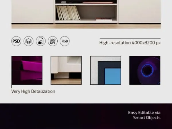 2 Front View TV Mockups with TV Stand 1