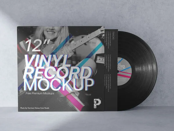 2 Front View Vinyl Record Mockups with and Without Cover 1