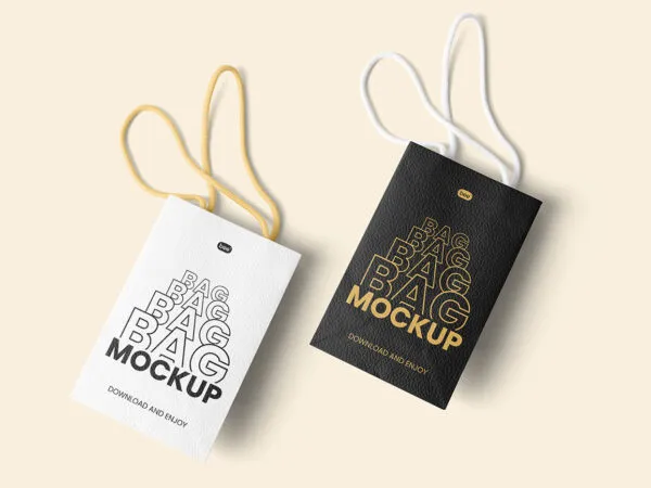 2 Gift Bags on Floor Facing Up Mockup 1