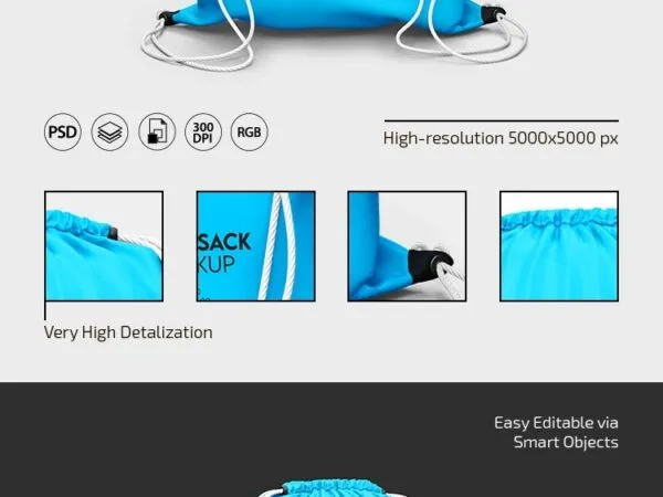 2 Gym Sack Mockups in Different Shots 1