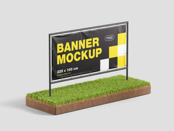 2 Horizontal Framed Banner Mockups on the Grass 1