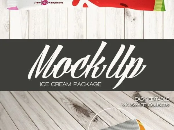 2 Ice Cream Package Mockups on Wooden Surface 1