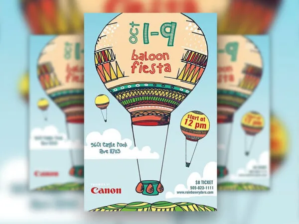 2 Illustrated Balloon Fiesta Flyer Templates 1