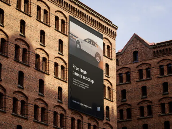 2 Large Banner Mockups on building in Varied Sights 1