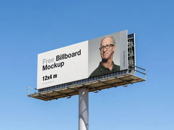 2 Low Angle Shots of 12×4 m Billboard Mockups 1