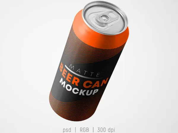 2 Matte Beer Can Mockups in Different Views 1