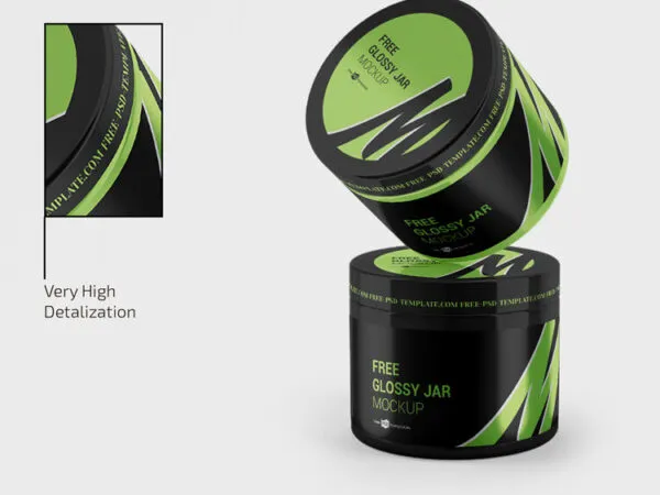 2 Mockups Featuring 2 Glossy Jars in Different Settings 1