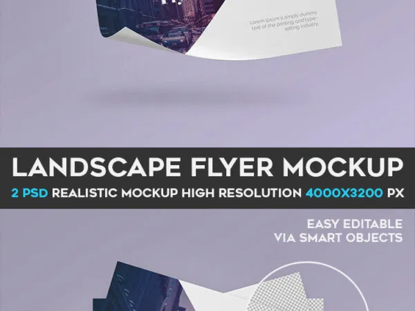 2 Mockups Featuring A5 Landscape Flyers in Different Views 1