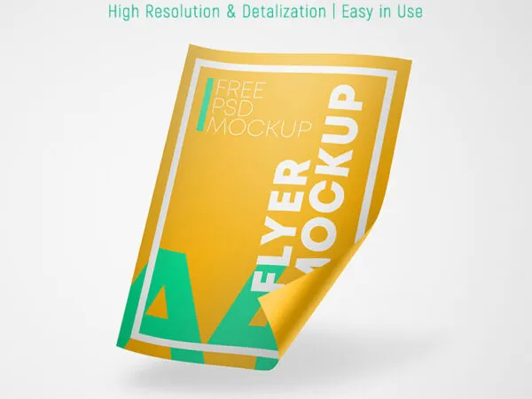 2 Mockups Featuring Curved Floating A4 Flyers 1