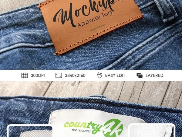 2 Mockups Featuring Outside and Inside Clothing Tags on Jeans 1