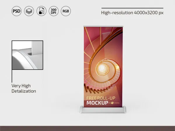 2 Mockups Featuring Roll Up Banners in Different Views 1