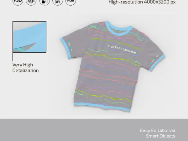 2 Mockups Featuring T shirt on Floor in Different Views 1
