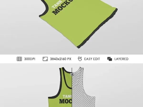 2 Mockups Featuring Tank Top in Perspective and Top Views 1