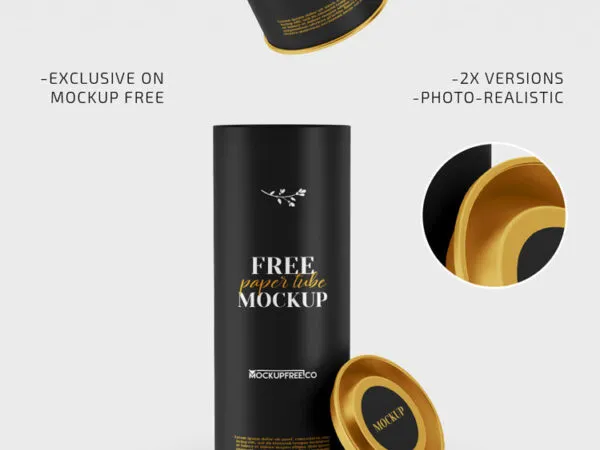 2 Mockups featuring Paper Tubes Standing and Floating in Air 1