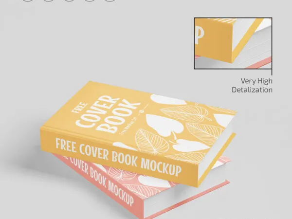 2 Mockups of 2 Hardcover Books Standing on Floor 1