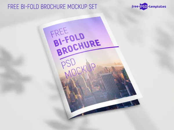 2 Mockups of Bi Fold Brochures Laid in Perspective 1