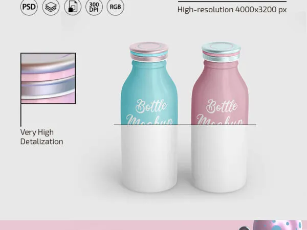 2 Mockups of Bottles Packaging Design with Metal Lids 1