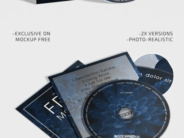 2 Mockups of CD Cover Packaging from Different Angles 1