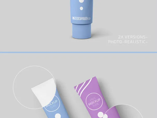 2 Mockups of Cosmetic Tube Packaging from Different Angles 1