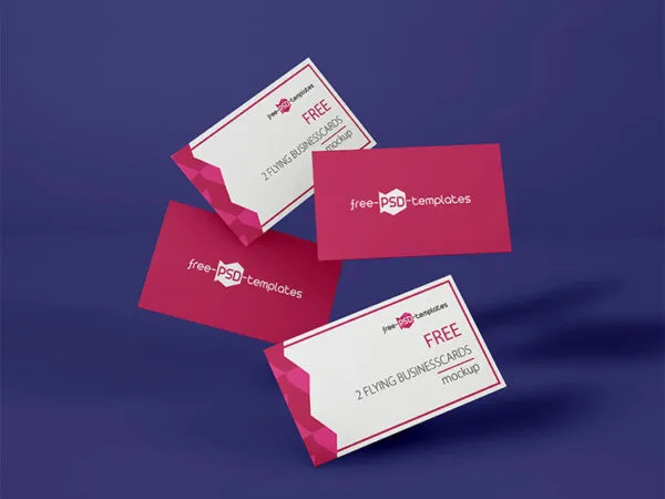 2 Mockups of Flipping Business Cards in the Front View 1