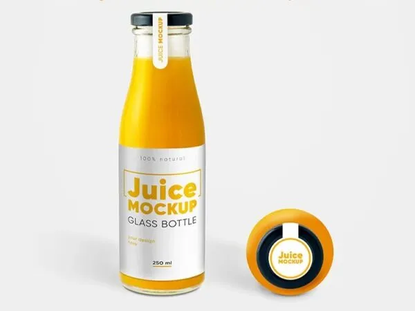 2 Mockups of Glass Juice Bottles in Different Angles 1