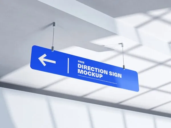 2 Mockups of Hanging Horizontal Direction Sign 1